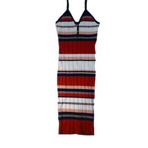 Jolie & Joy Striped Bodycon Midi Ribbed Knit Dress Size Medium